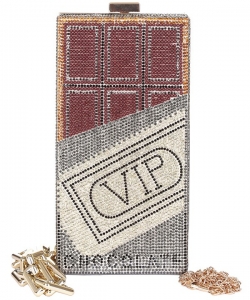 Chocolate VIP Rhinestone Crossbody Bag 6627 GRAY